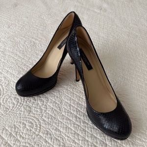 Ann Taylor Women’s Perfect Platform Pumps Heels Shoes Black Croc Texture Leather